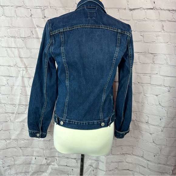 GAP Blue Trucker denim Jean Jacket Contrasting Stitching sz XS icon JKT cotton - Picture 3 of 8
